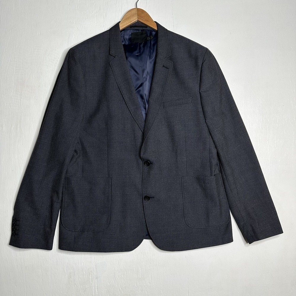 asos Mens Blazer Size 46" Gray Sports Coat Jacket Workwear Notch Neck Double